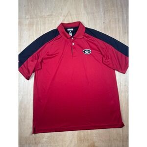Antigua Georgia Bulldogs Mens Red Black Colorblock Performance Polo Shirt Size L